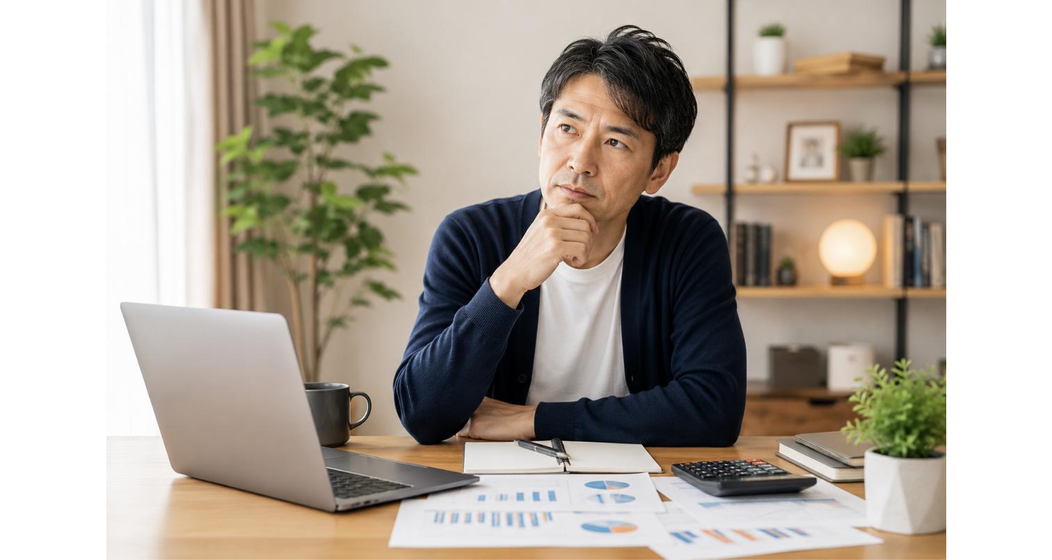 家計や将来のお金について考える40代会社員
