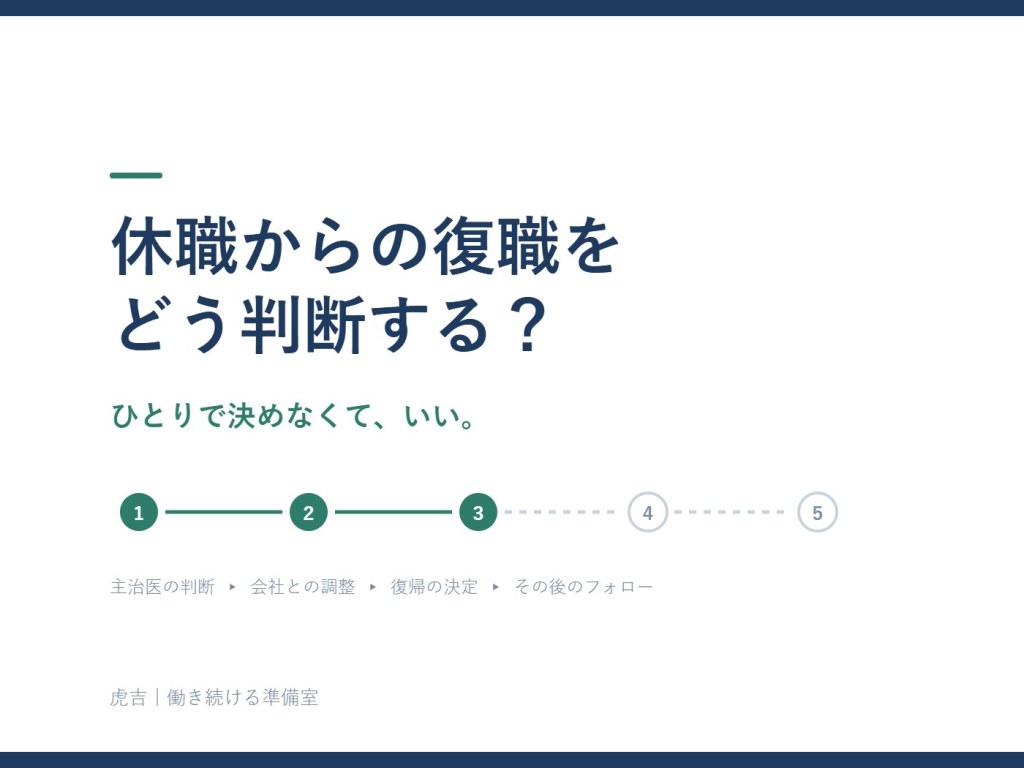 休職からの復職はどう判断する?|ひとりで決めなくていい、職場復帰までの段階